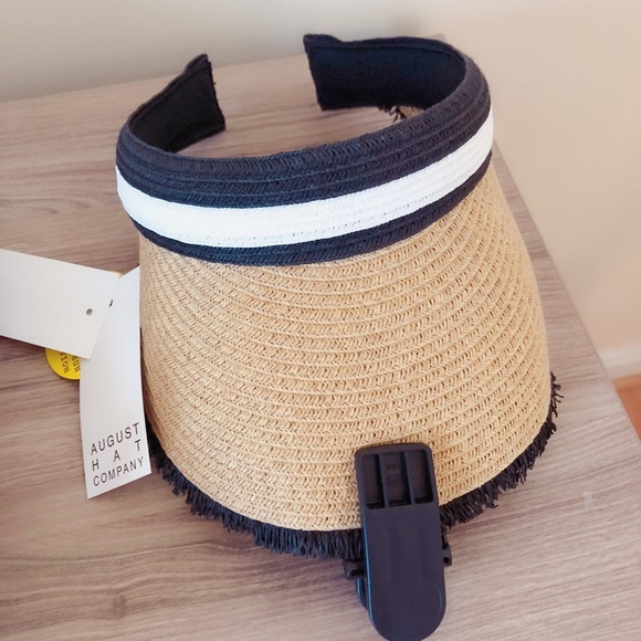 August Hat Colorblocked Straw Visor Womens Hat - Picture 3 of 3